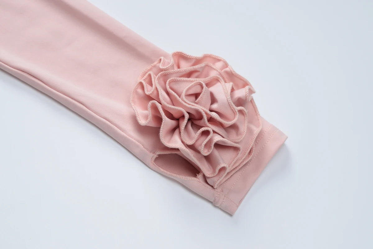 Hugcitar 2025 Elegant Solid Long Sleeve Tie Flowers Sexy Bodycon Pleated Mini Dress Spring Women Outfits Birthday Party Festival