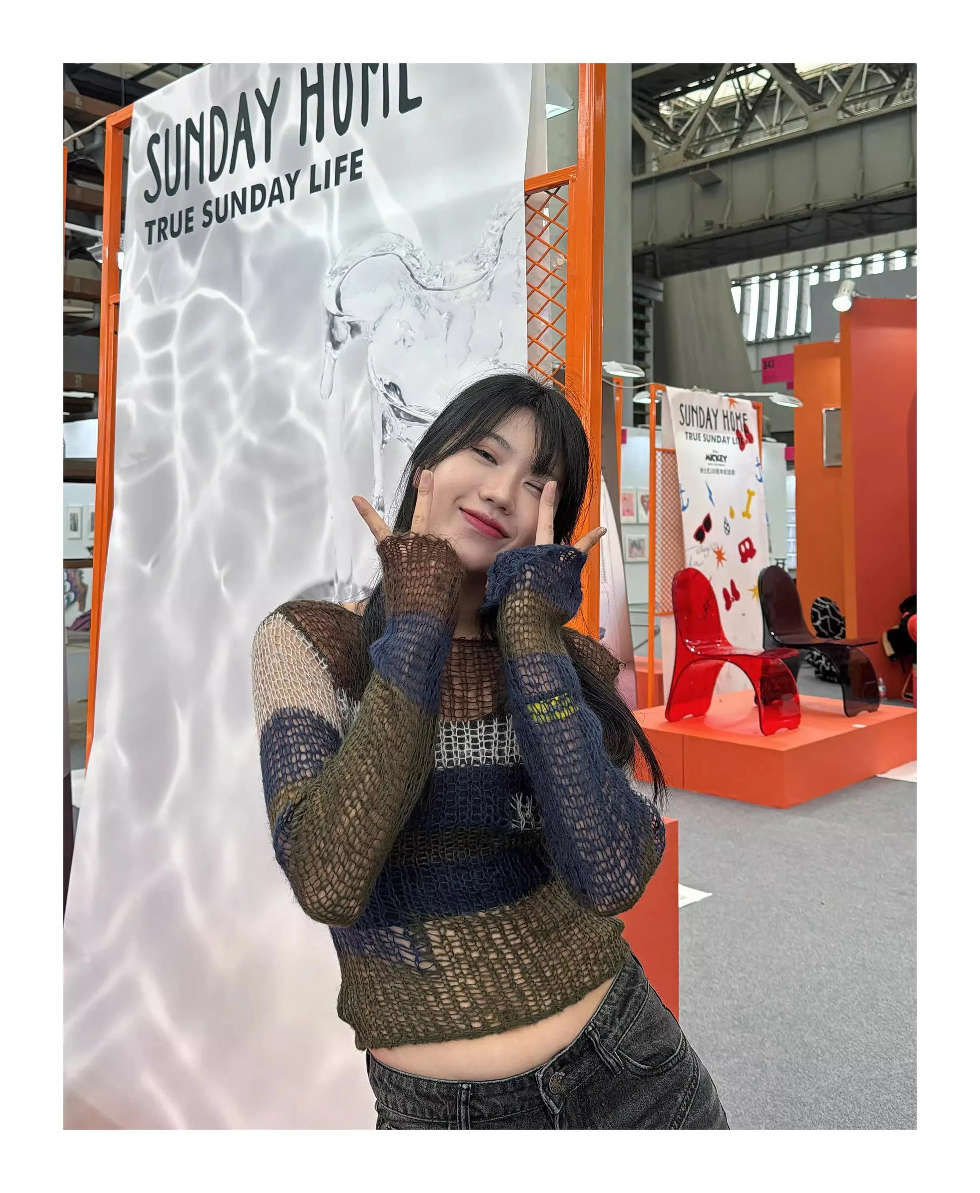 Karrram Y2k Aesthetics Crop Knit Tops Vintage Grunge Hollow Out Jumpers Japanese 2000s Hole Pullover Korean Dongdaemun Knitwear