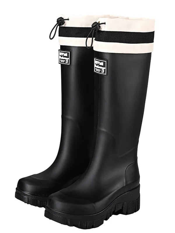 Japanese Sle High Tube Dstring Rain Boots Thi Bot Waterproof ort Tube Rain Boots for Rainy Days Outdoor Wear Elas...