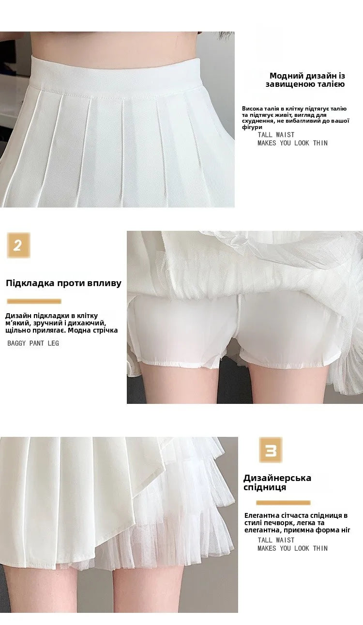 Slimming A-Line  Skirt for ort Women High Waist Pleated Tulle f Body Skirts Commute Sle Summer Collection