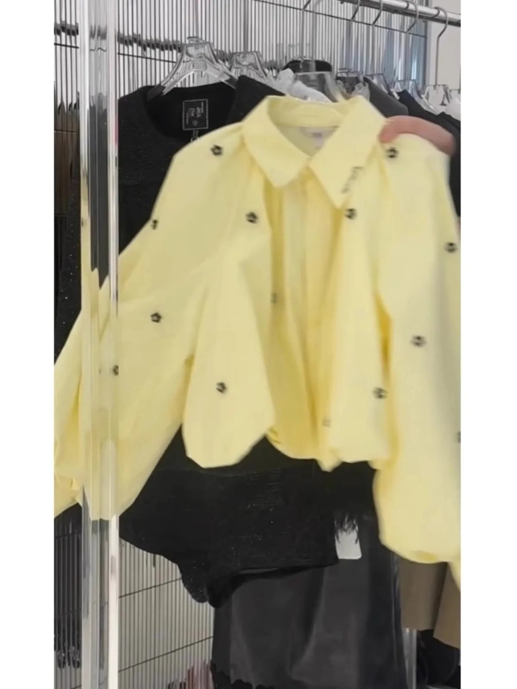 Women's Look Younger Instantly Elegant Shirt Turn-down Collar Long Puffy Sleeve Cropped Blouse Spring Casual Office Lady Blouse