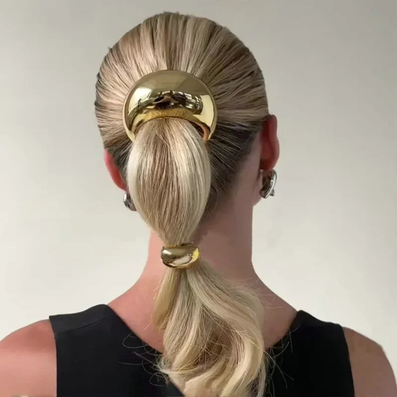 Fashion Punk Hair Bands Metal Irregular Double-Layer Elastic Hair Scrunchies Hair Rope Women  Ponytail Holder Hair Accessories
