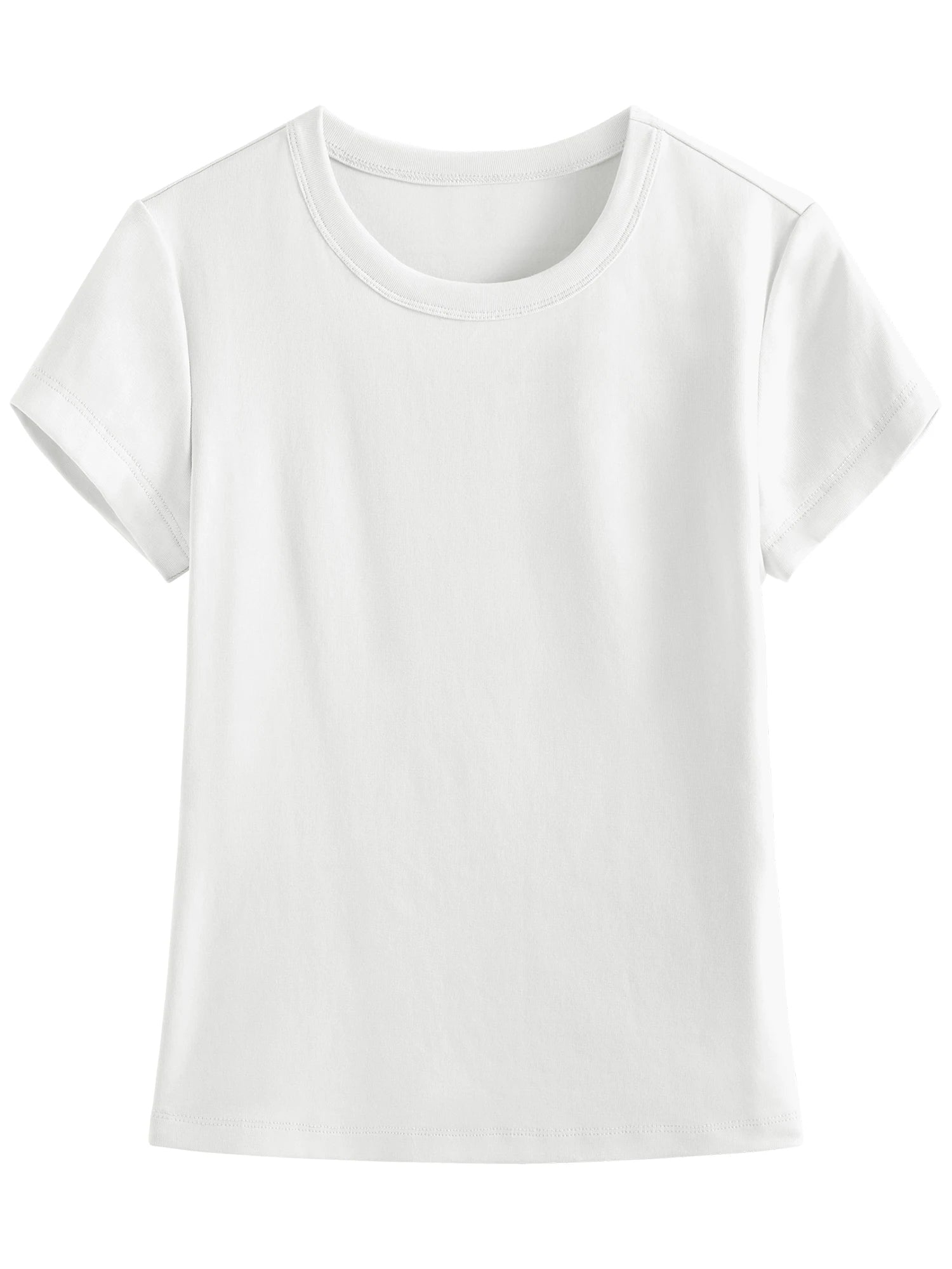 FSLE MInimalism Style Pink Straight Shoulder Short-sleeved T-shirt for Women 2025 Summer New Slim Fit Round Neck Top 25FS12113