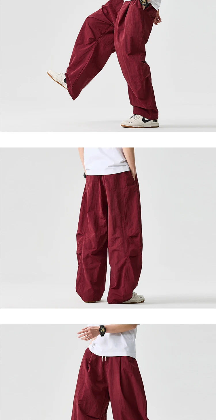 Wide Leg Pants Men and Women 2025 New Light Thin Solid Casual Harun Pants Elastic Waist Loose Oversize Fashion Trendy Streetwear