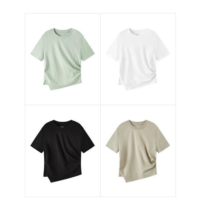 Semir Short-Sleeved T-Shirt For Women Short And Slimming With A Small Surprise New In 2024 Summer Pure Cotton Top