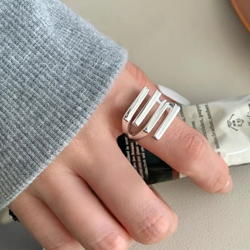 VENTFILLE 925 Sterling Silver Irregular Ring for Women Geometry Versatile Minimalism  Accessories Jewelry Gift Dropshipping