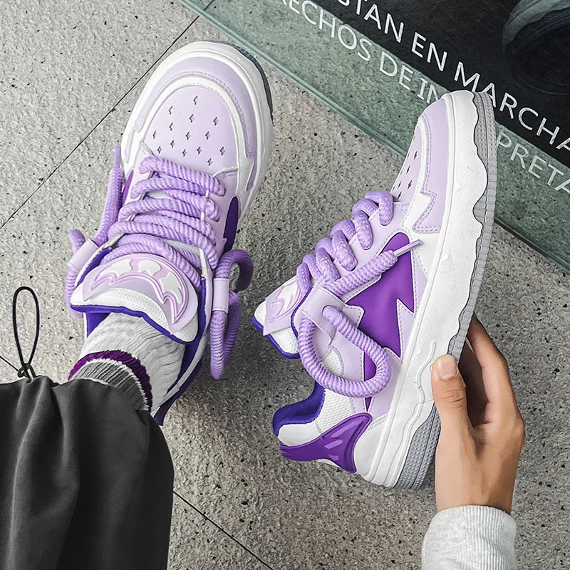 2024 Fashion Purple Mens Skateboard Shoes Streetwear Sneakers Spring Low top Board Sneakers Man Unisex Trend Shoes basket homme