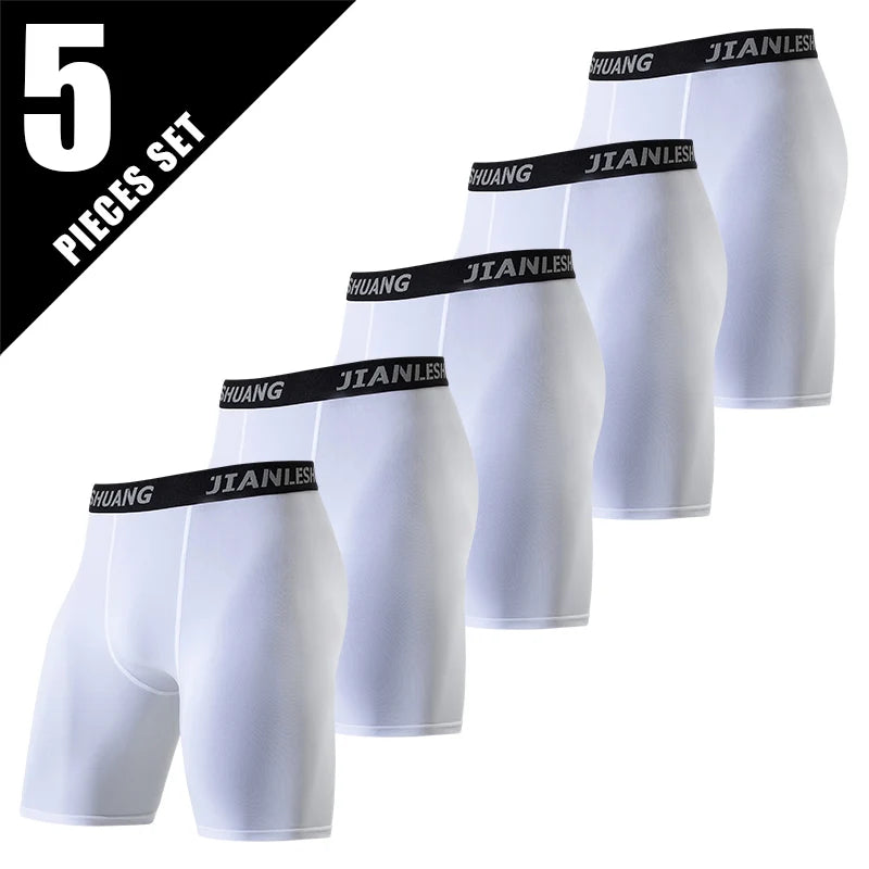 2/5 Pcs Teenagers To Adults Multi-size Men's Sports Underwear Fitness Long Boxer Shorts Running Training Basketball Football Sho