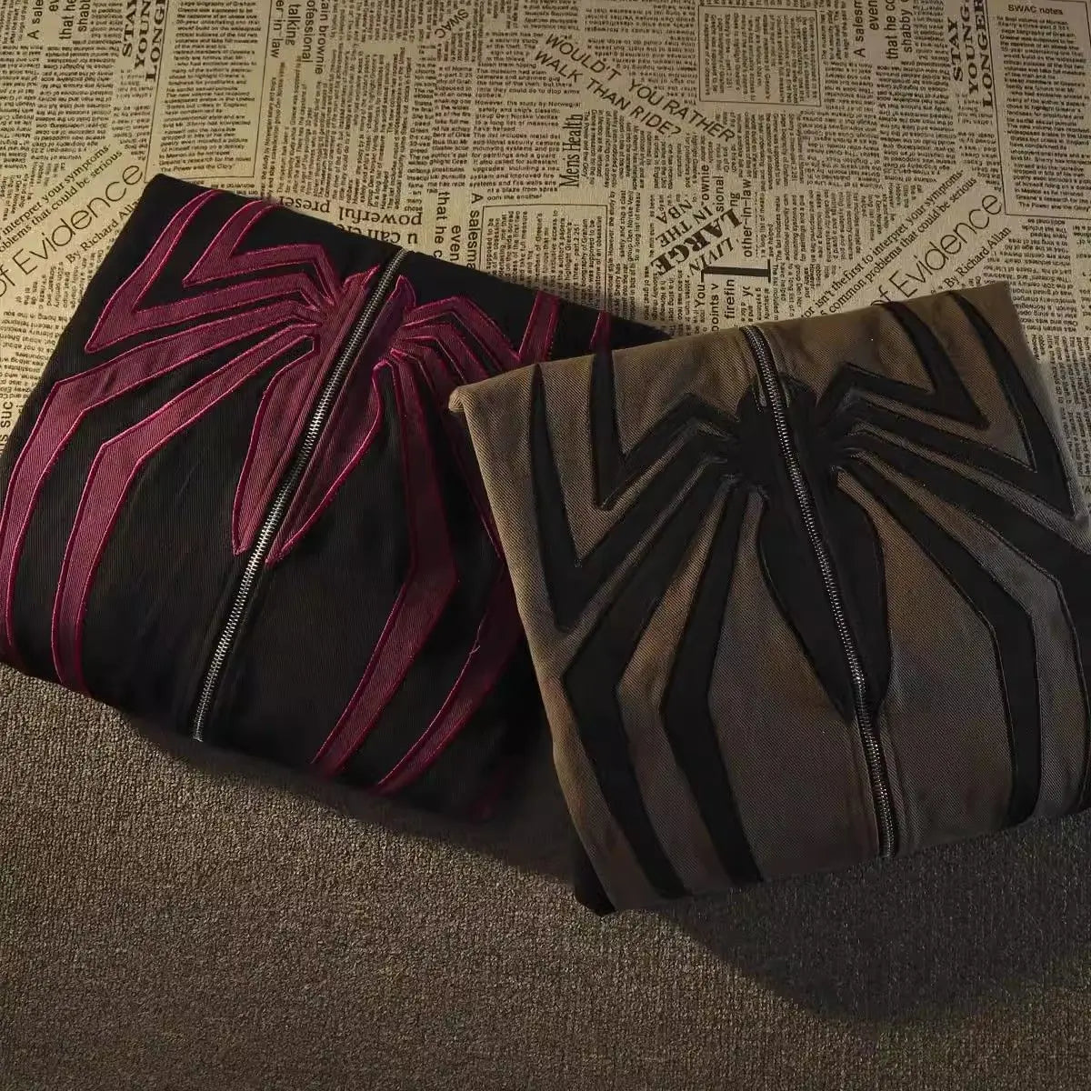 American High Street Spider Man Off Shoulder Sweatshirt Men and Women Retro Loose Oversized 150kg Couple Hooded Cardigan