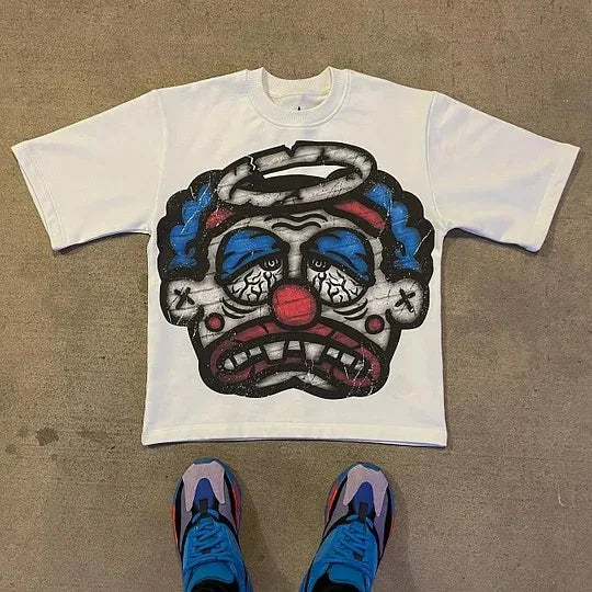 Y2K Trendy Fashion T Shirt Tops Harajuku Goth Character Graphic Print Oversized T Shirt Cotton Short Sleeves Streetwear Clothing