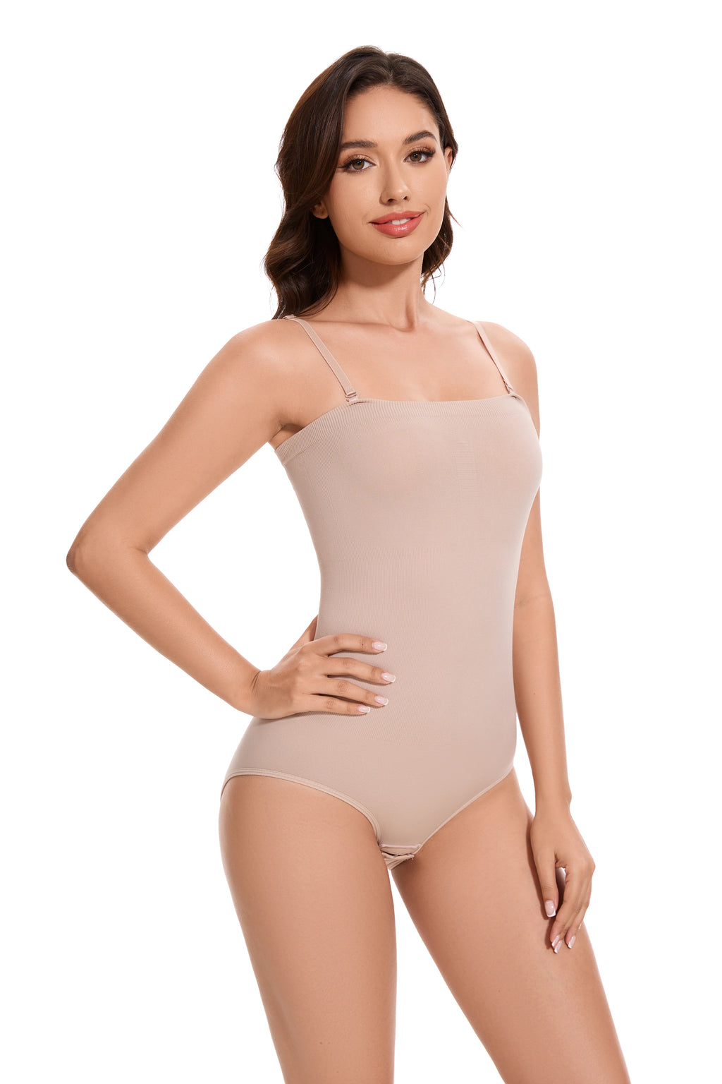 1 Piece Women Shapewear Bodysuit Removeable Shoulder Strap Body Shaper Seamless Tummy Control Slimming Flat Belly for Underwear