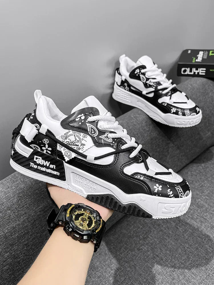 2025 New Summer Men's Shoes Original Casual Flat Shoes Sport Thick Bottom Increased Height Bread Trendy Shoes Skateboard sneaker
