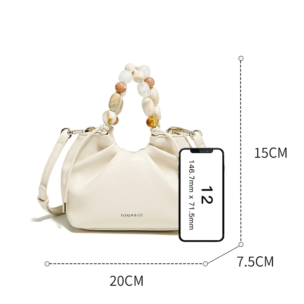 FOXER Beaded Handbag for Women Solid Signature Crossbody Bag 2025 New Cloud Bag with Large Storage