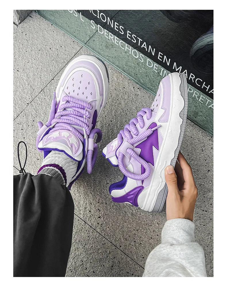 2024 Fashion Purple Mens Skateboard Shoes Streetwear Sneakers Spring Low top Board Sneakers Man Unisex Trend Shoes basket homme