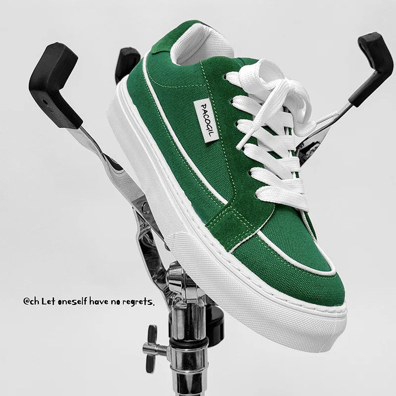 Men's Casual Canvas Shoes Spring Trendy Sports Leisure Skateboarding Shoes Student Low Top Flat Laced Breathable Sneakers