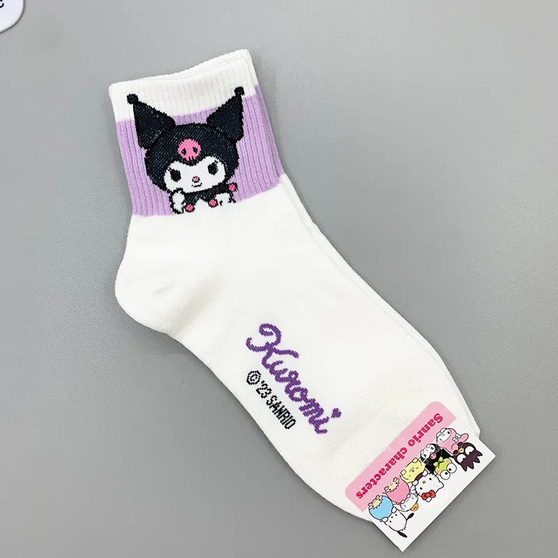 Kawaii Socks Anime KT Kuromi Autumn Winter Sweet In The Tube Cartoon Socks Cute Girls Cotton Warm Sock