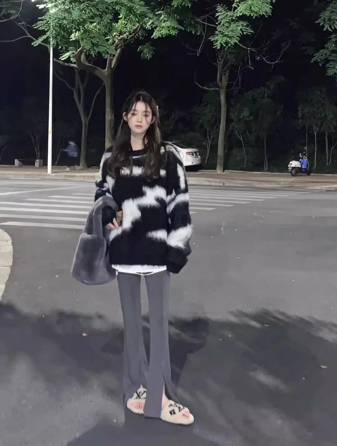 2024 Women's Loose Casual Warm Commuter Sweater Autumn Winter New Thickened Soft Irregular Stripes Fashion Versatile Pullover