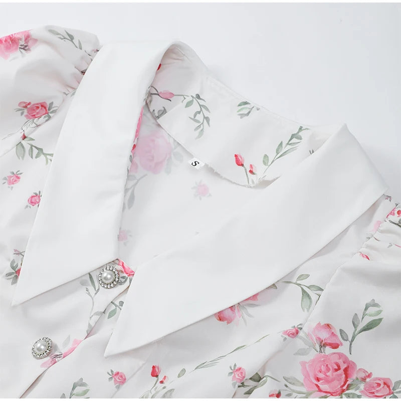 Chic Flower Print A-line Maxi Dress Women Elegant High Waist Strapless Backless Slim Vestidos 2025 Lady Summer Vacation Robes