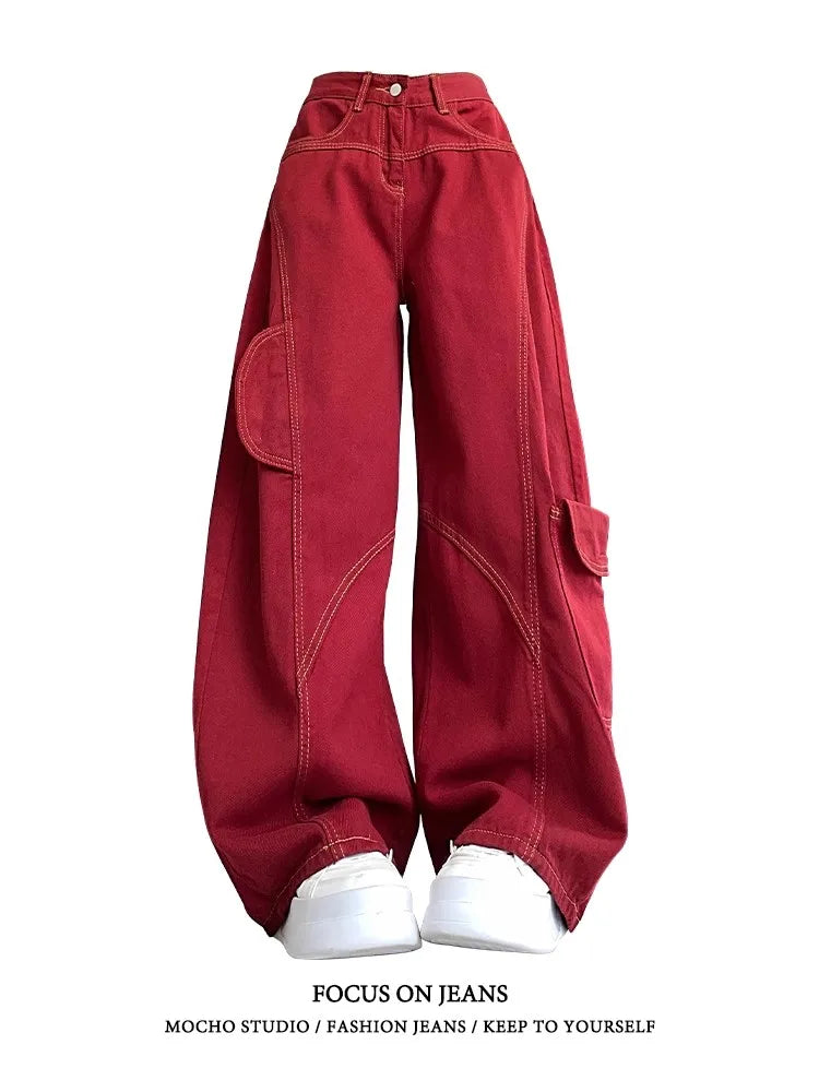 Streetwear Casual Cargo Pants for Women 2025 New Bottoms Straight Trousers Fashion Pockets Korean Pantalon Femme