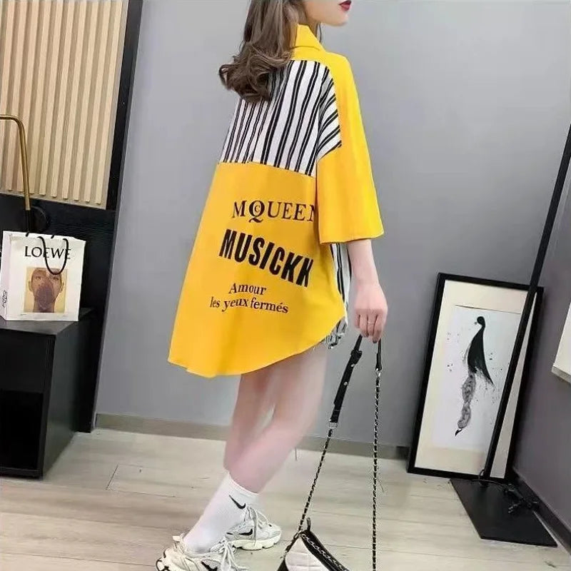 Cool Women's Buttoned Shirt Fashion Blouses or Tops for Woman Asymmetrical Casual Vintage Trends Korean Loose Particular Top New