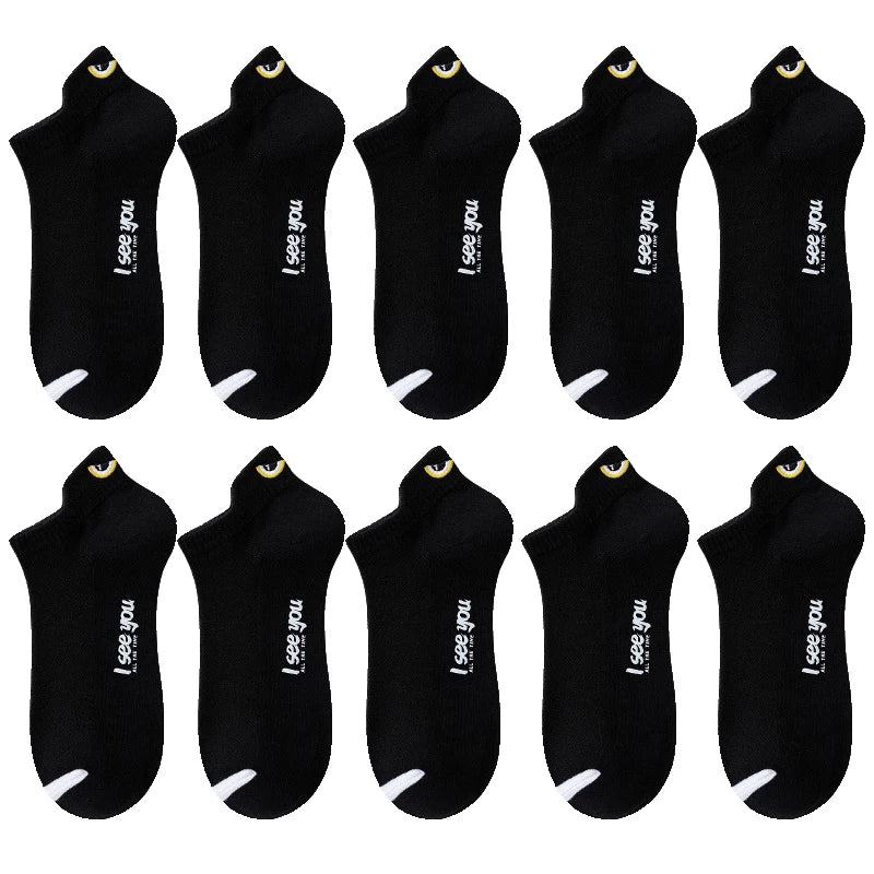 5/10 Pairs Man Short Socks Ankle Boat Socks Breathable Casual Athletic Socks Women Summer Thin Low-Cut Male Socks