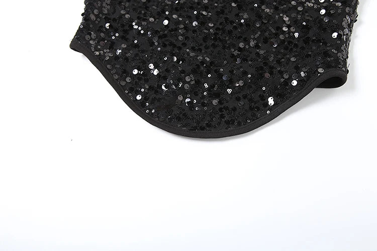 Weird Puss Prom Elegant 2 Piece Set Women Sequins Patchwork Backless Tube Tops+Ruched Slits Long Skirts Matching Sexy Trend Suit