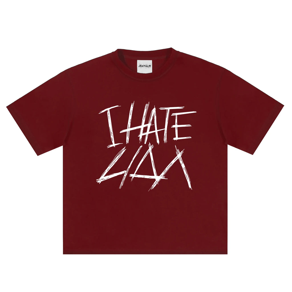 Hip Hop Streetwear Oversized Men Clothing Short Sleeve I Hate Lida Graphic Print Y2k Tops Tee Harajuku Goth Korean Tshirt Cotton