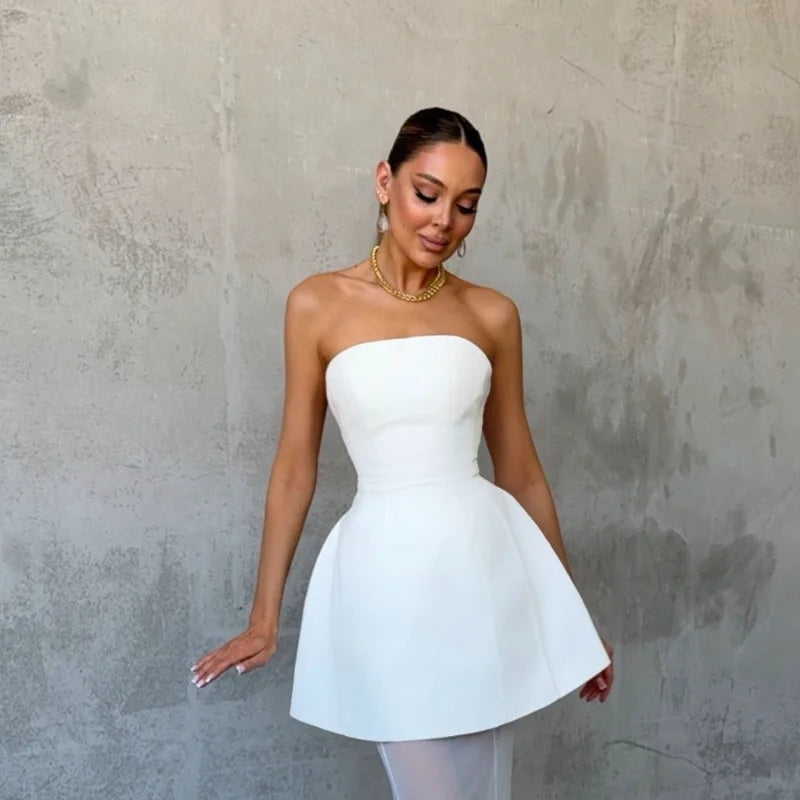 Elegant Lace Long Skirt Set Women Strapless Tube Top Short Dress Floor-Length Mermaid Skirts 2025 Summer Lady Party 2 Pieces Set