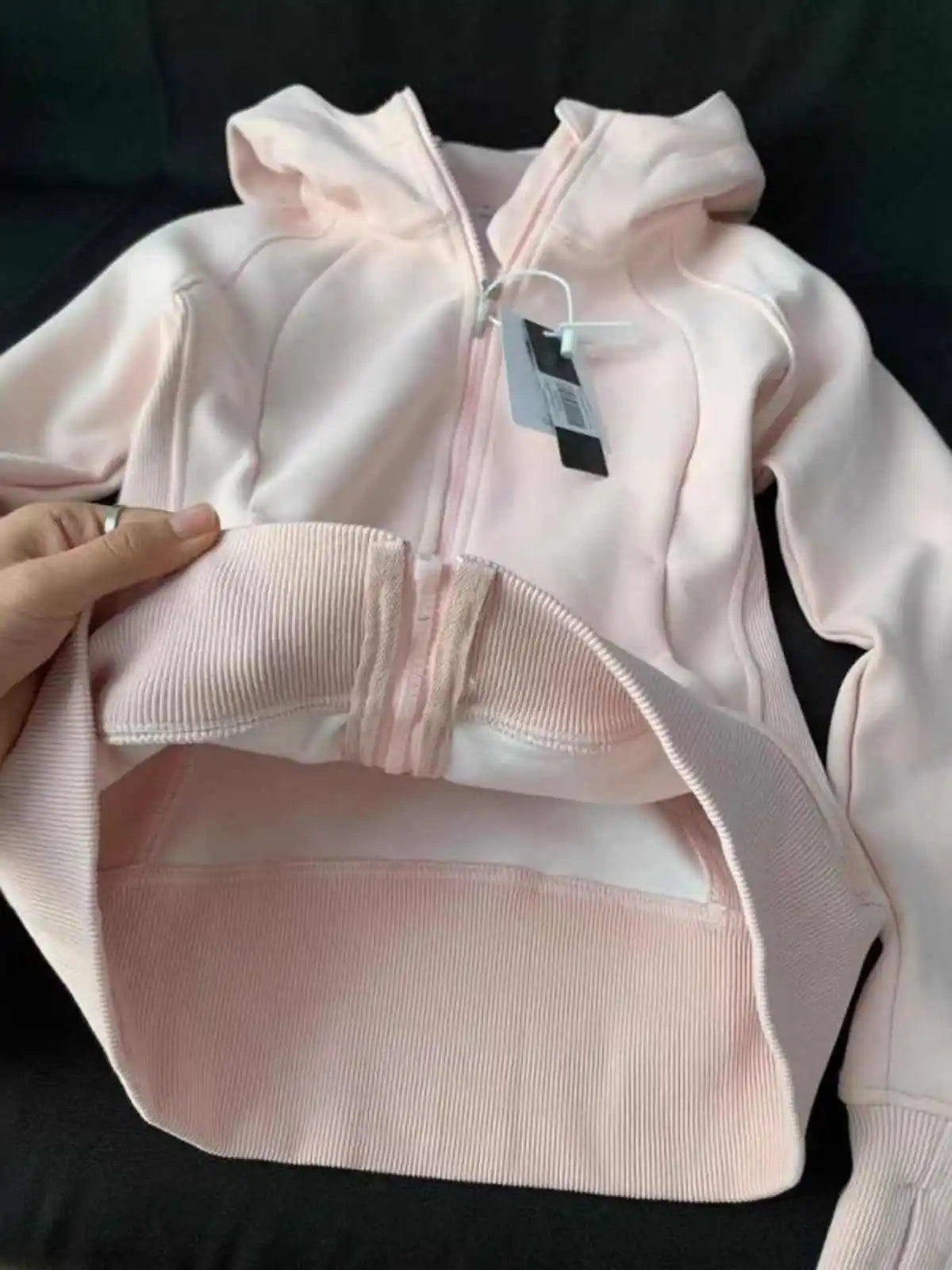 Pink Hooded Open Cardigan Women's Spring Autumn High-End Feeling Korean Sle Long Sve Polyester Fiber Single Piece