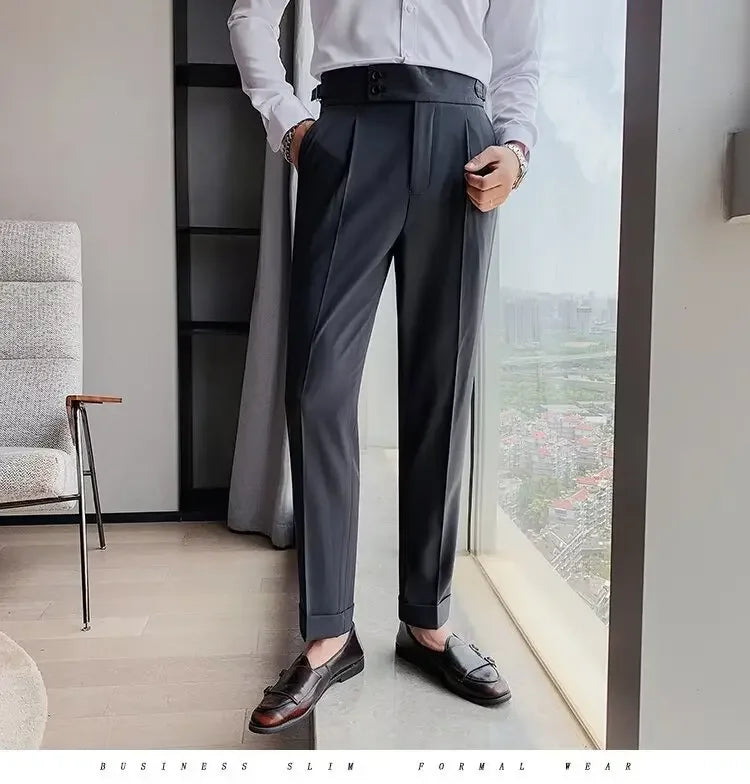 Men's Straight-leg High-waisted Casual Suit Pants High-end Feelslims Slimming Effective Spring Autumn Seasonal Pants