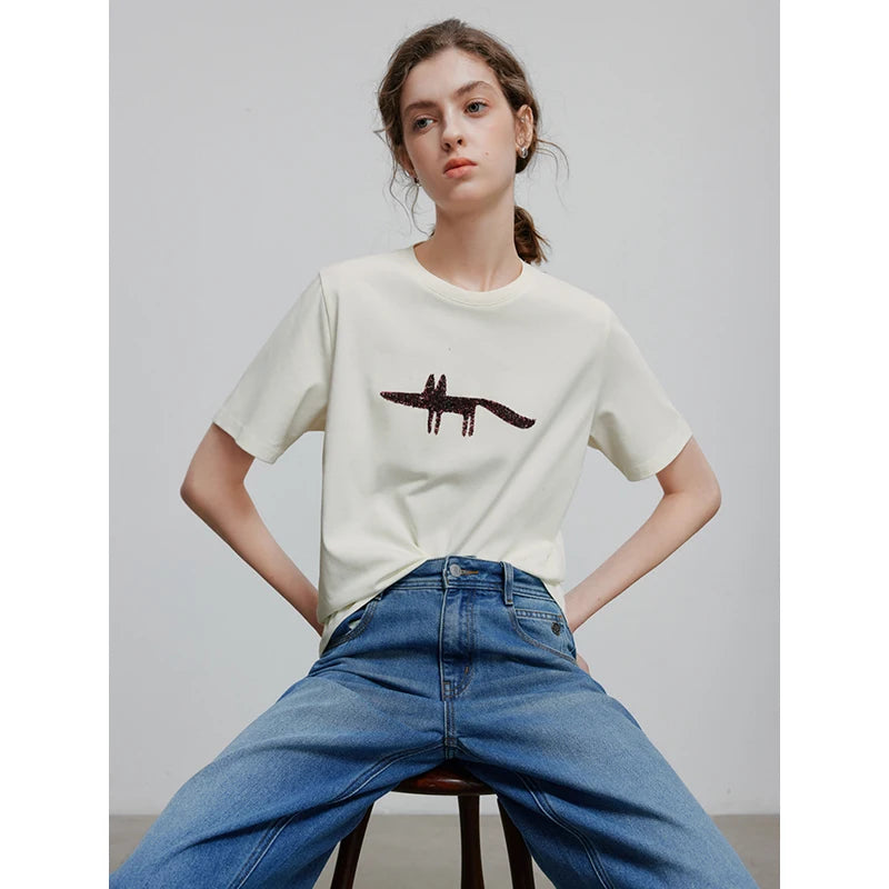 TOYOUTH Women Short Sleeve T shirt 2025 Spring New Tops 8521035