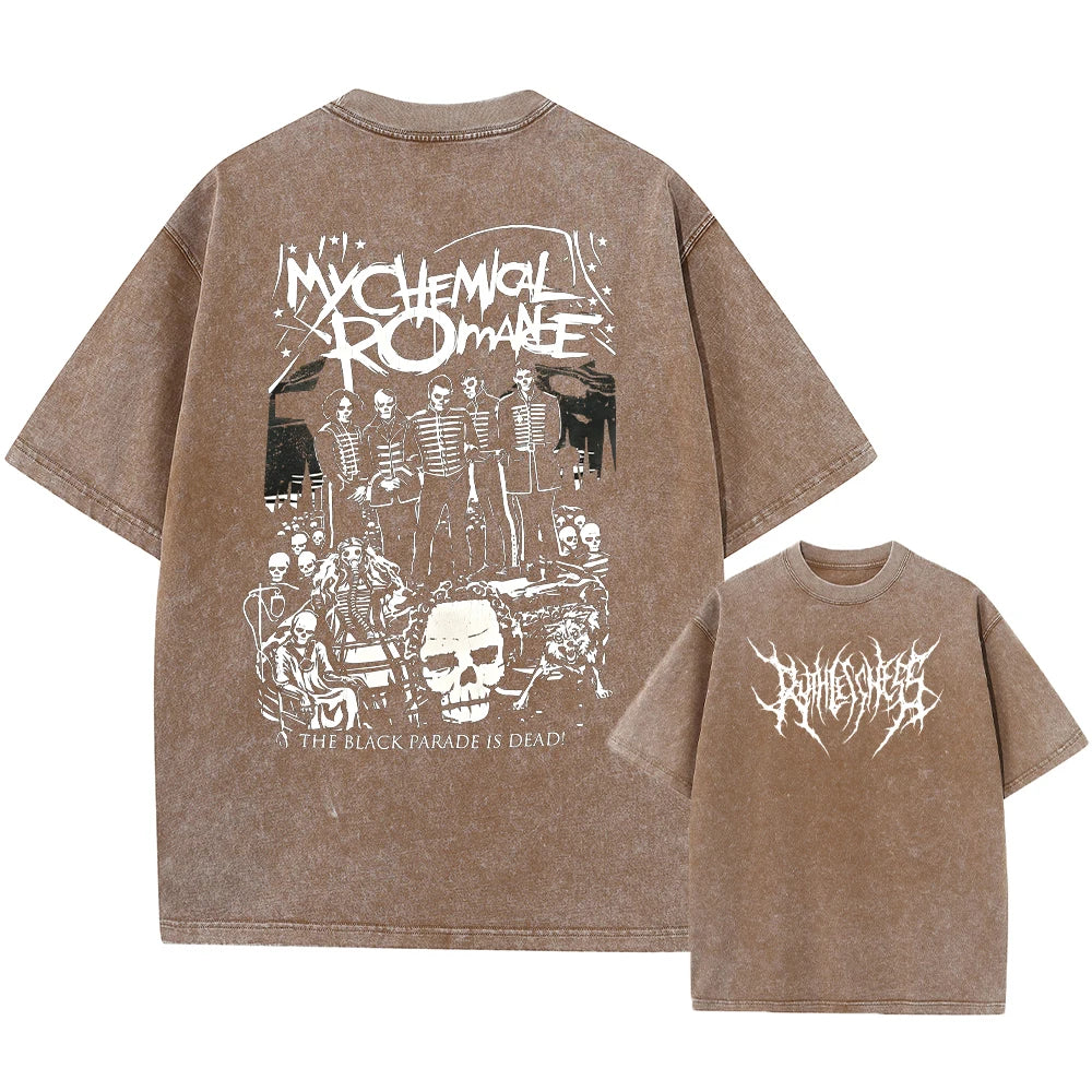 Oversized Acid T Shirt My Chemical Romance Mcr Dead Men's TShirt Black Parade Punk Emo Rock Summer Fashion Top Clothing Unisex