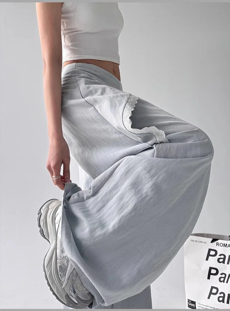 Zoki High Waist Streetwear Loose Pant Women Vintage Loose Design Wide Leg Trousers Casual All Match Summer Bf Hip Hop Pants New