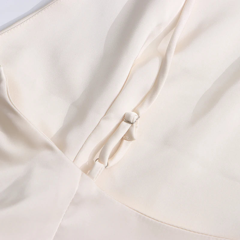 TWOTWINSTYLE Solid Spliced Ruffles Slimming Dresses For Women O Neck Sleeveless High Waist Temperament Mini Dress Female Fashion