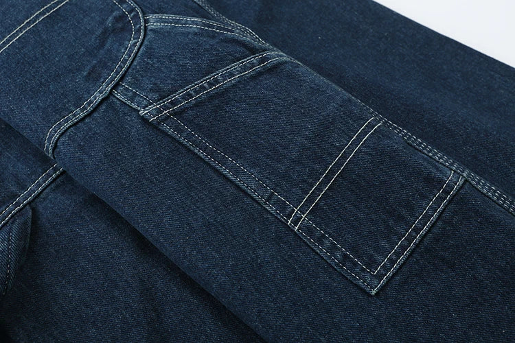 Retro American Design Denim Overalls Straight Loose Workwear Pants ex Couple Ameika Straight Leg Jeans Youth Trend