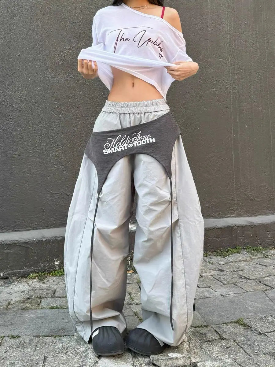 American Retro Design Wide Leg Pant Curved Knife Versatile Loose Street Hip Hop Dance Pant Loose Comfortable Cargo Trouser