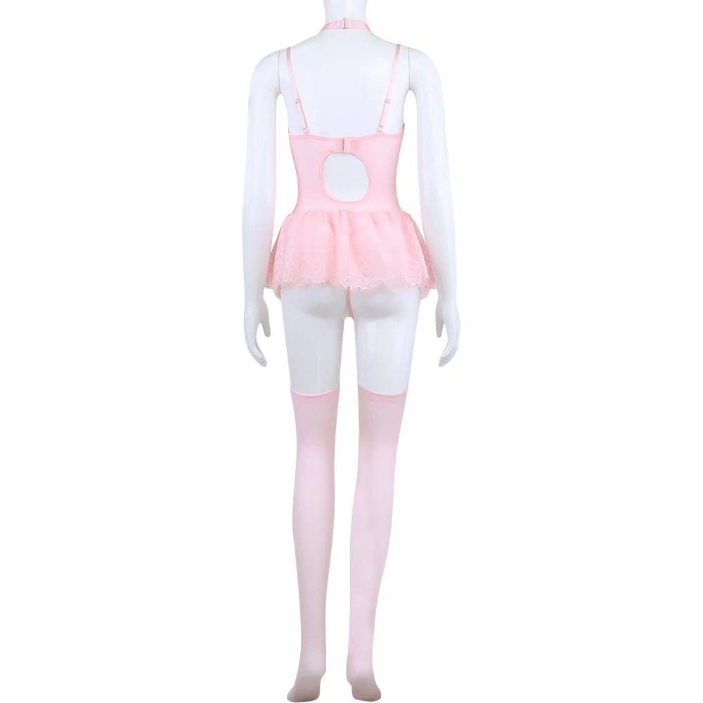 Sexy Lingerie Women Corset Lace Bodysuit 5-Piece Set with Stockings & Garter Belt OnlyFans Tightening Fantasy Underwear