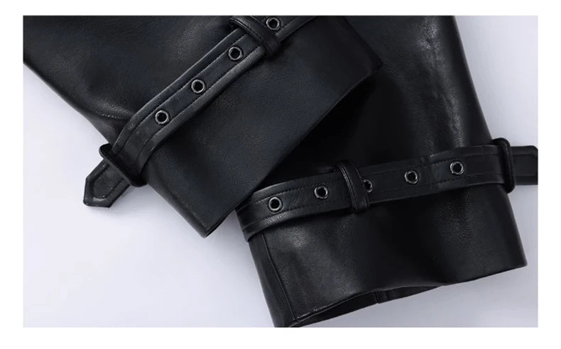 Lautaro Spring Autumn Extra Long Black Pu Leather Trench Coat for Women with Back High Slit Luxury Chic European Fashion 2024