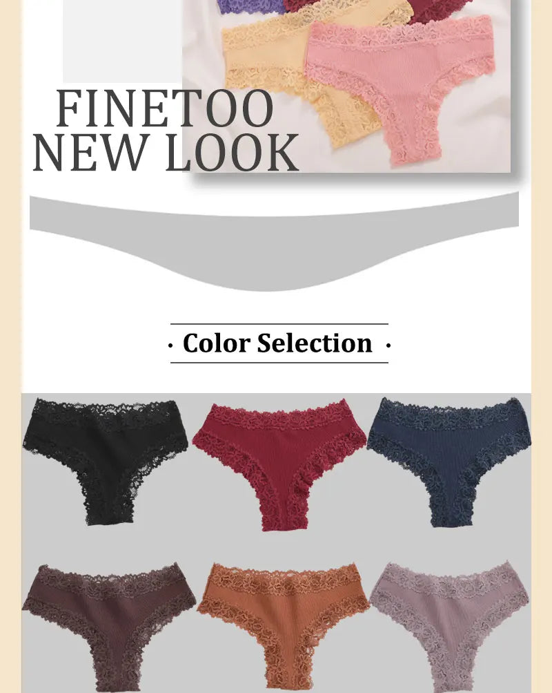 7PCS/Set Women Sexy Lace Panties Seamless Cotton Brazilian Panties Girls Breathable Sexy Low Rise Underwear Female Soft Lingerie