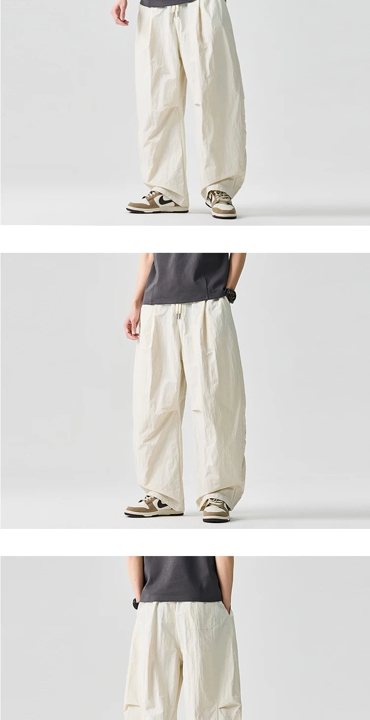 Wide Leg Pants Men and Women 2025 New Light Thin Solid Casual Harun Pants Elastic Waist Loose Oversize Fashion Trendy Streetwear