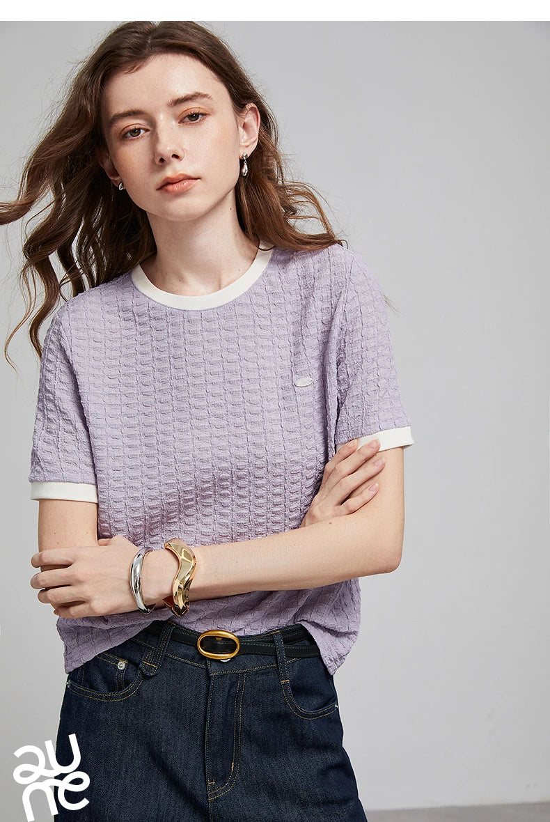 TOYOUTH Women Short Sleeve T shirt 2025 Spring New Tops 8521006