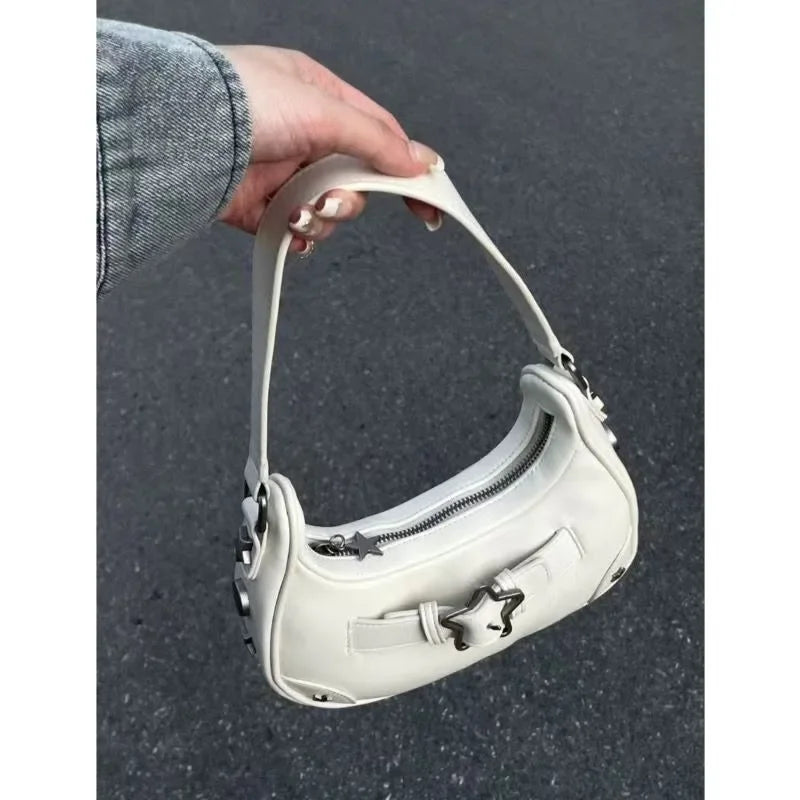 Handbag, women's small bag, mobile phone bag new high-end feeling, autumn retro denim star girl shoulder bag niche hand bag