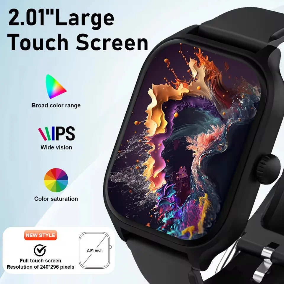 2025 Smart Watch Android IOS Phone 2.01 Inch Color Screen Bluetooth Answer Call Fitness Watches Tracker Smartwatch Women Men