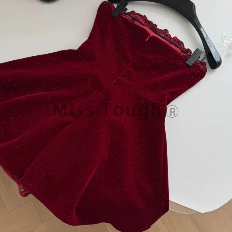 Gothic Y2k Lolita Style One Piece Dress Women Sexy Red Rose Flower Bow Party Mini Dress Japanese Fashion Elegant Dresses 2025