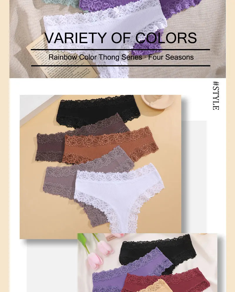 7PCS/Set Women Sexy Lace Panties Seamless Cotton Brazilian Panties Girls Breathable Sexy Low Rise Underwear Female Soft Lingerie