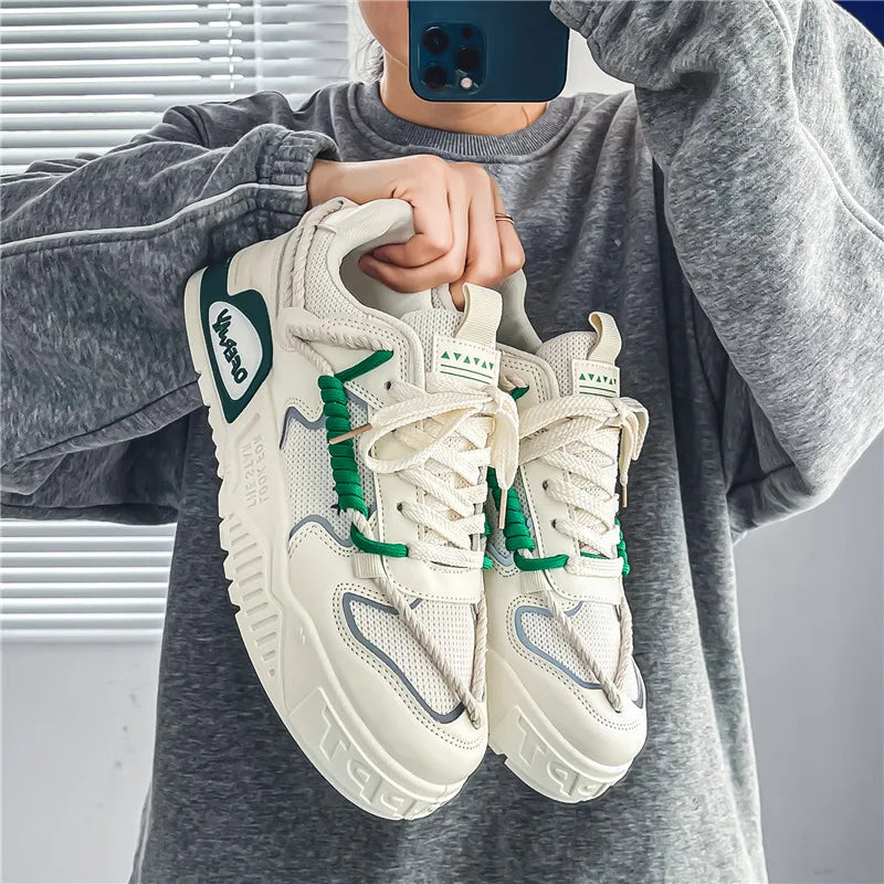 2025 New Summer Men's Shoes Original Casual Flat Shoes Sport Thick Bottom Increased Height Bread Trendy Shoes Skateboard sneaker