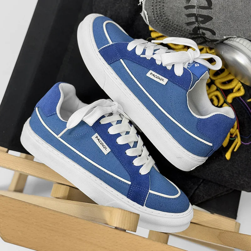 Men's Casual Canvas Shoes Spring Trendy Sports Leisure Skateboarding Shoes Student Low Top Flat Laced Breathable Sneakers