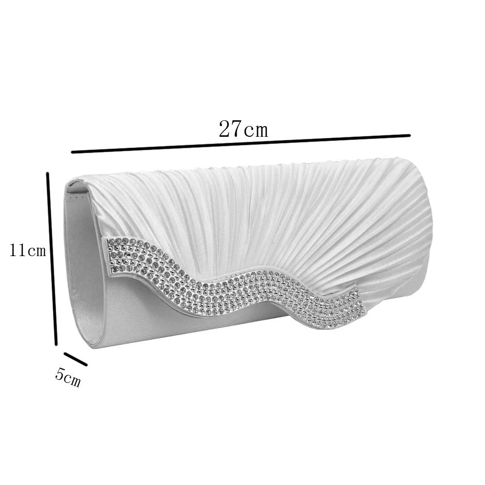 Fashion Shiny Evening Clutch Bag for Women's Wedding Party Banquet Female Crystal Day Long Purse Chain Diamond Shoulder Bag