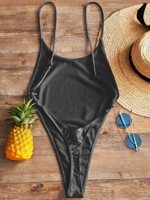 2025 Sexy Sparkling Shiny Women Swimwear One Piece Swimsuit Female High Cut Monokini Backless Bather Bathing Suit Swim Bodysuit