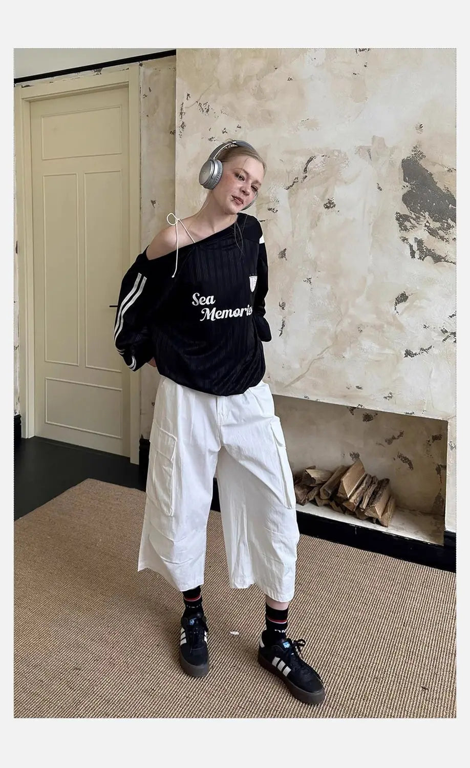 HOUZHOU Y2k Vintage Women Sweatshirts Sloping Shoulder Letter Printed Long Sleeve American Retro Hoodies Loose Gyaru Streetwear